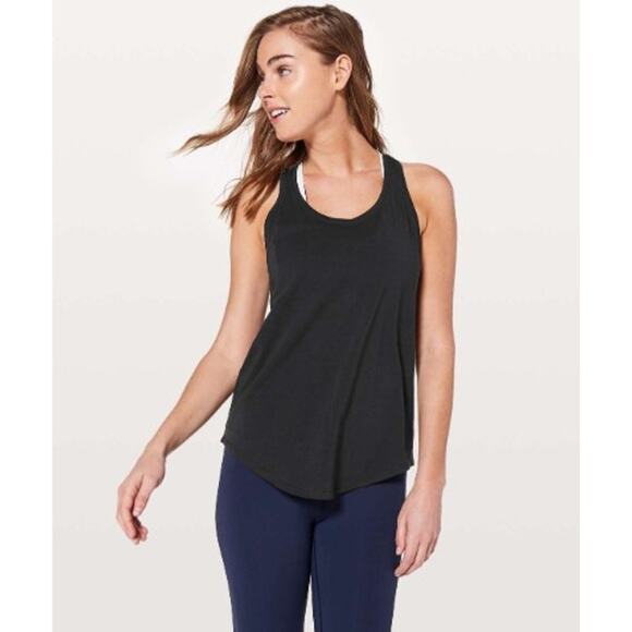 Lululemon Love Tank Top Black Pleated Back Pima Cotton Size 8 - Picture 1 of 5